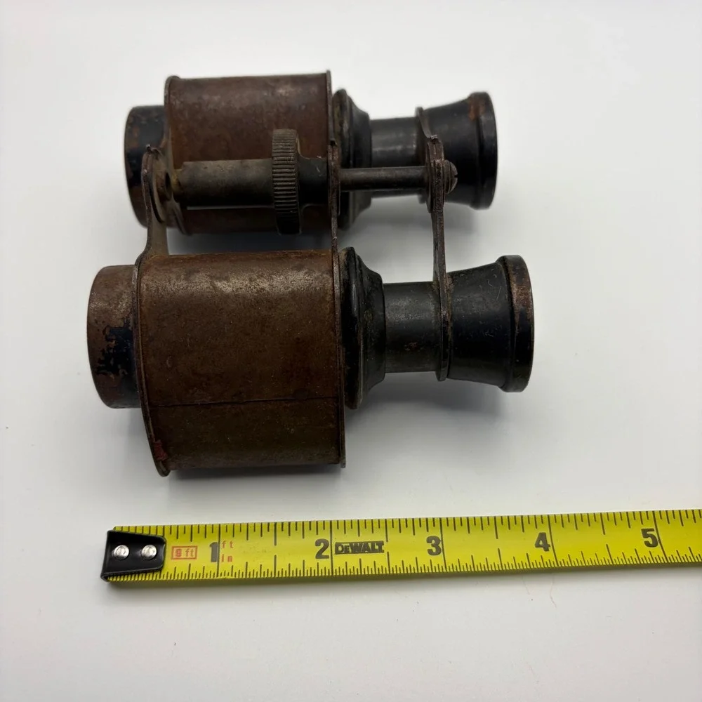 Vintage Antique Metal Binoculars Rusty Patina Steampunk Prop Decor 4.5x4in